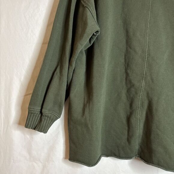 Aerie Down To Earth Crewneck Distressed Sweatshirt Women's Size XS Olive Green - Picture 10 of 16
